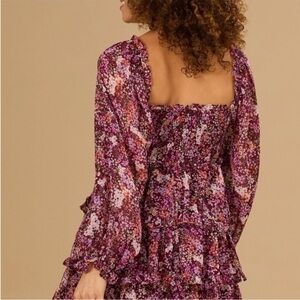 Altar'd State Babydoll Burgundy Floral Smocked Dress NWT